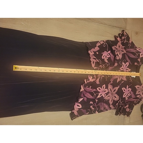 R&M Richards Women's Lavender & Black Floral Print Wrap Dress Sz 18 - Picture 5 of 6